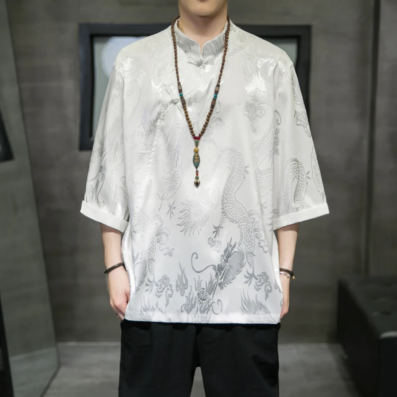 

Summer Kimono Japanese Style Harajuku Yukata T- Japan Embroidery Short-Sleeved Shirts Men Tops Trouser Asian Costumes