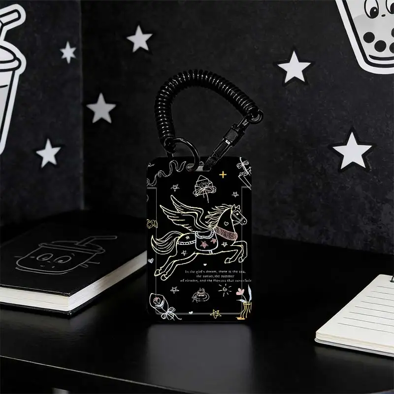 Cards Cover for Photo Protector Kpop Photocard Holder Stretchable Spring Cord Student Bus/Meal Card Protection Case
