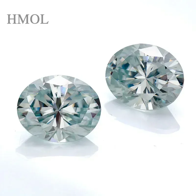 HMOL Moissanite lampu bentuk Oval warna biru Aqua VVS1 permata berkilau berlian harga grosir pabrik GRA dengan manik-manik sertifikat