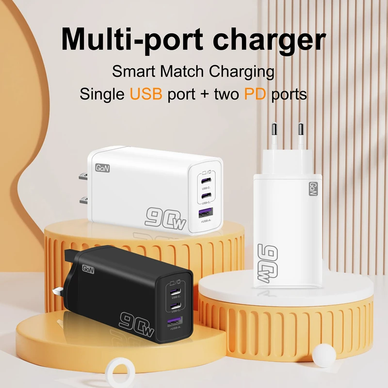 

90W Dual USB C Fast Charger PD 25W Each Port QC3.0 Wall Plug Simultaneous Fast Charge for MacBook iPhone Samsung Galaxy 2025 New