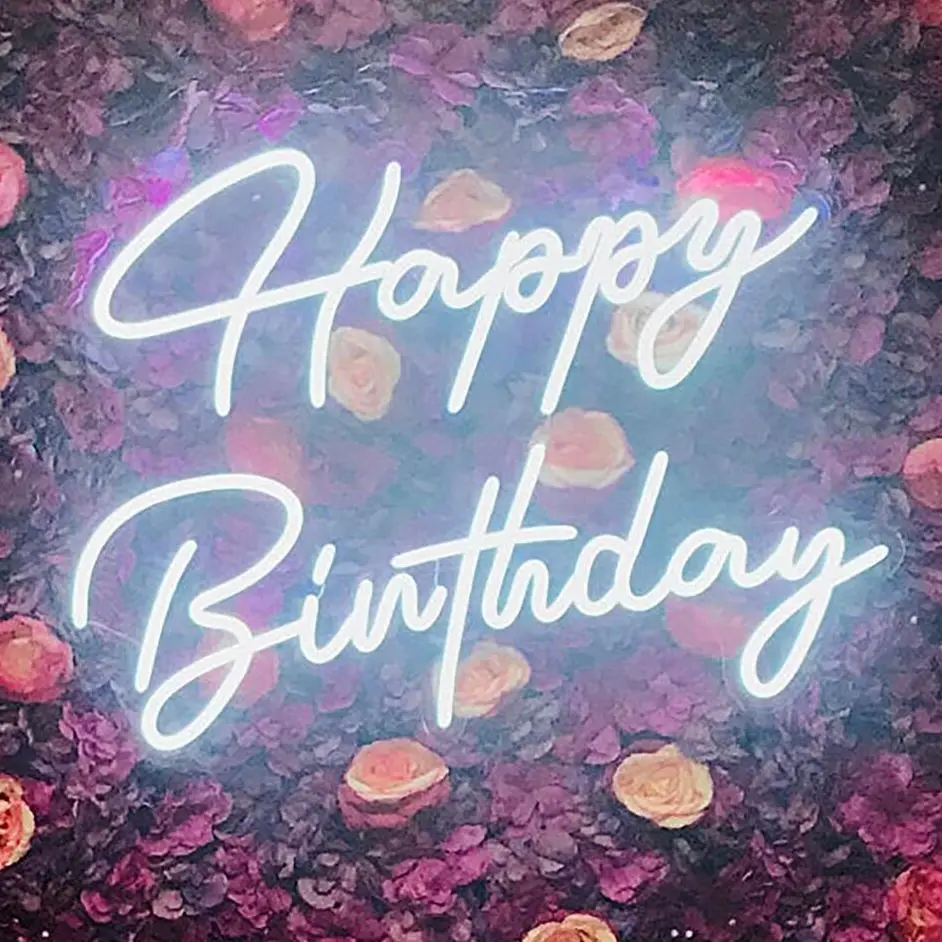 

Happy Birthday Neon Sign Custom Party Neon Sign Acrylic Flex Led Custom LED light Yard Decor Sign Personalized Gift For Her