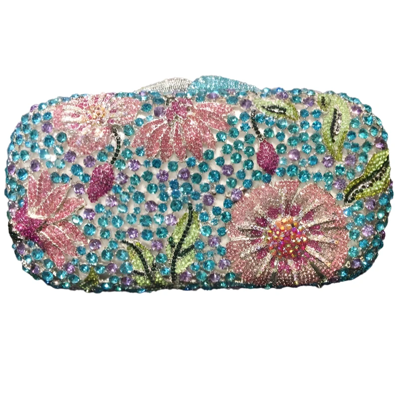 

Women Multi Female Crystal Evening Handbag Lady Flower Wedding Elegant bags Female Diamond Wallet bag Bridal Day Clutches Purse
