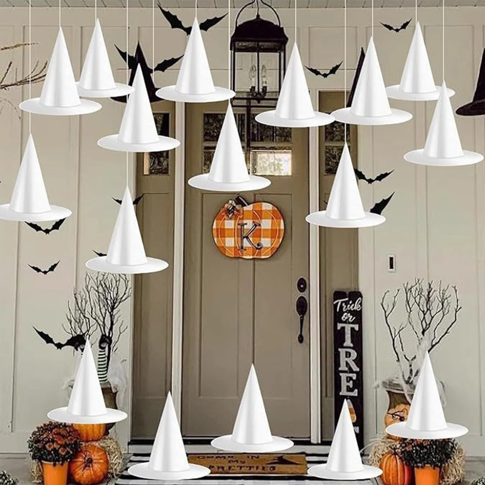Cappello di Halloween Berretto da strega bianco nero Decorazioni pendenti per feste in casa di Halloween Puntelli cosplay Bomboniera da festival Cappelli da mago Giocattoli per bambini