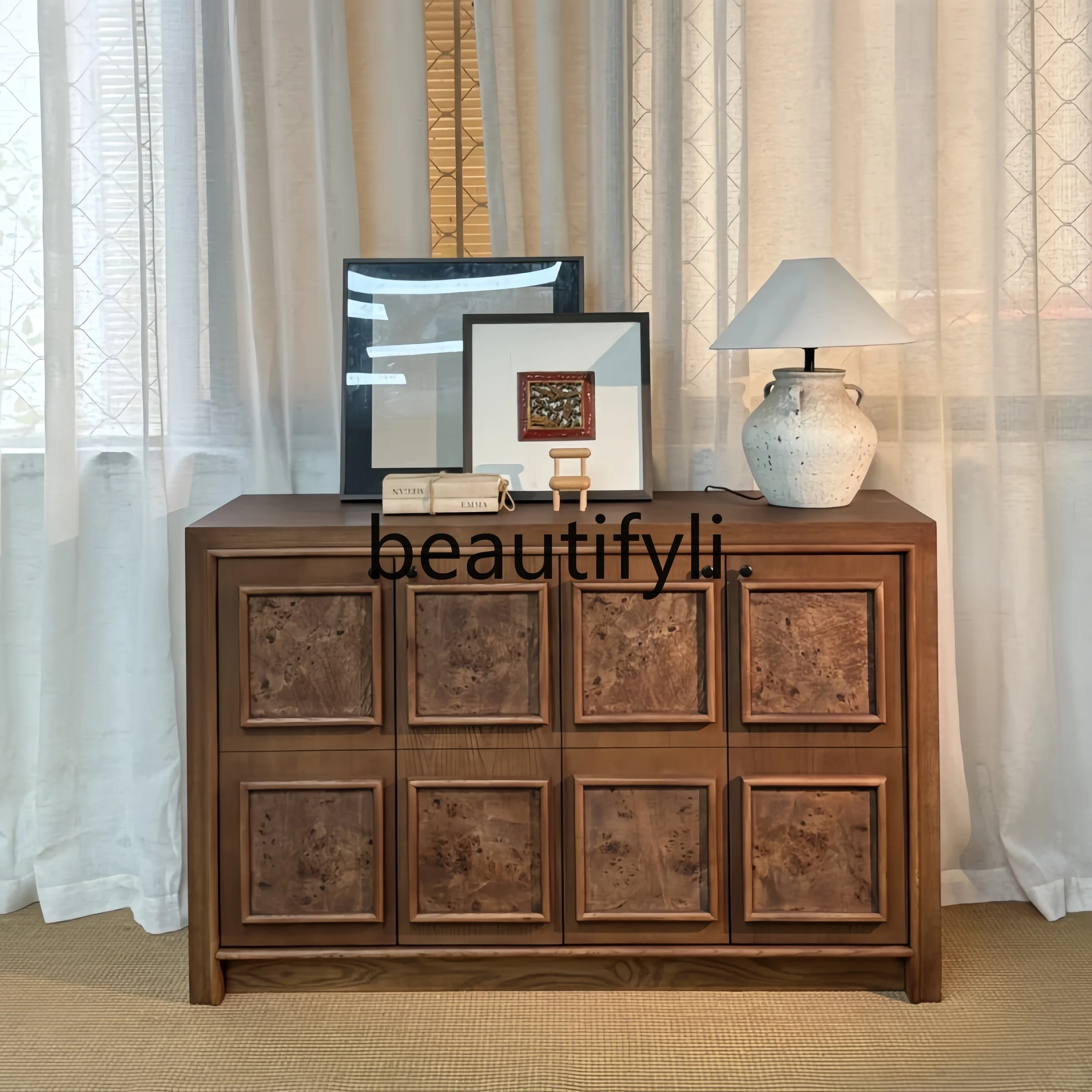 

X Vintage Style Solid Wood Sideboard Cabinet Retro Living Room Home Entrance Storage Decorative Cabinet