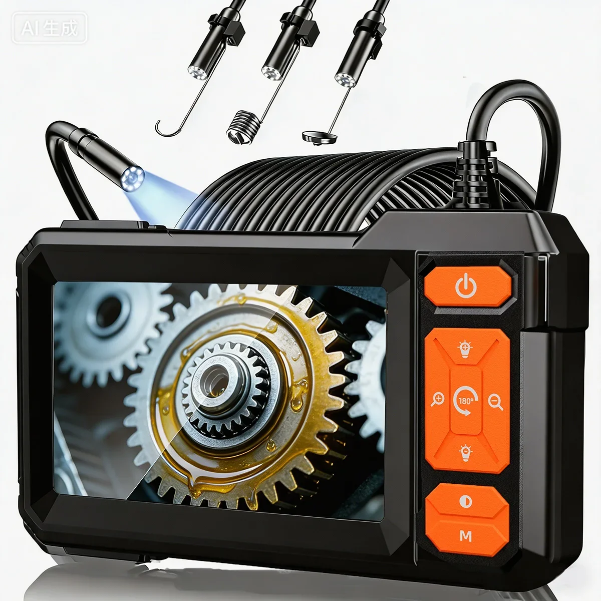 Endoscope Camera 1080P 8mm Single Lens 2/5/10M Cable 4.3'' IPS Screen Pipe Inspection Borescope for Car Repair Waterproof 8LED