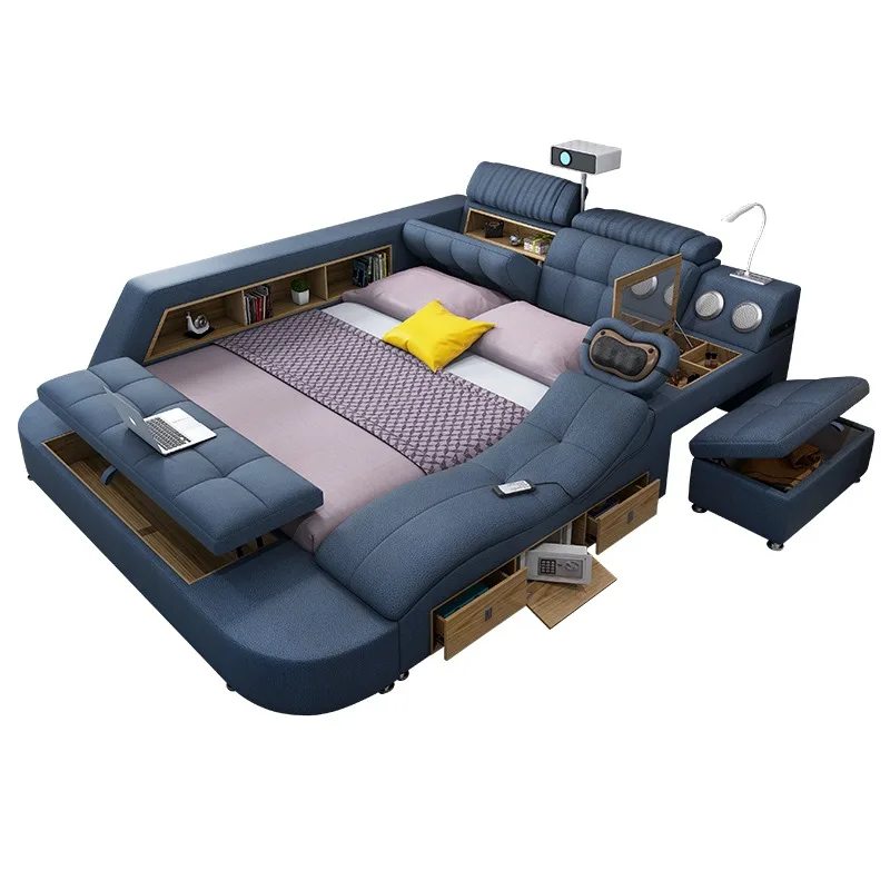 Leave-in nanotechnology cloth bed, modern minimalist massage tatami master bedroom double bed