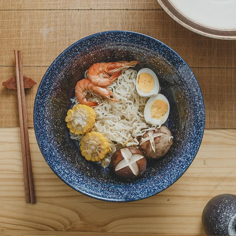 Household Large Ceramic Soup Bowl Creative Japanese Bowl Style Ramen Beef Noodle Noodle 25cm