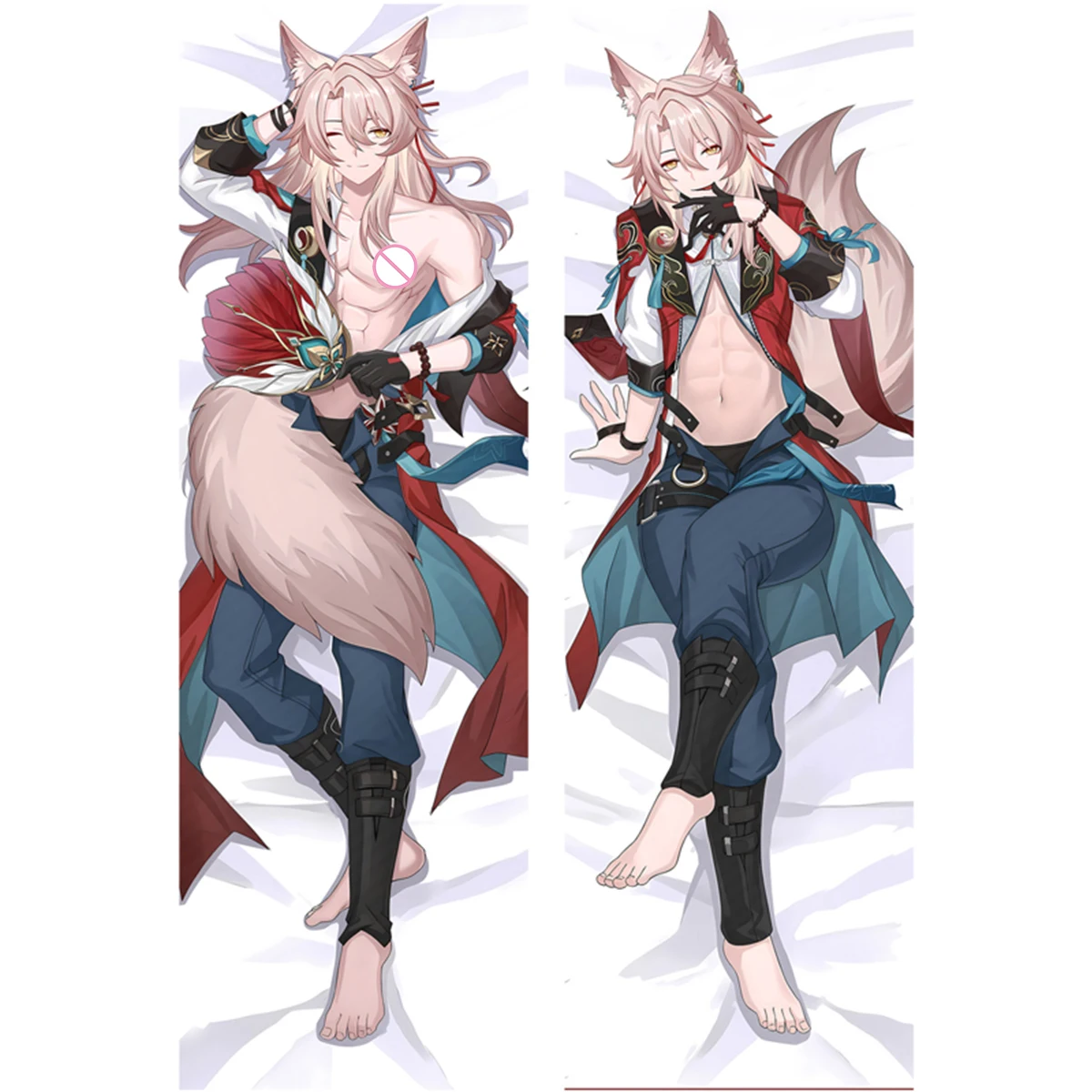 جياو تشيو Dakimakura غطاء أنيمي لعبة الوردي الثعلب الذكور الكبار حياة طويلة حجم المعانقة وسادة للجسم متساوية الطباعة على الوجهين #2