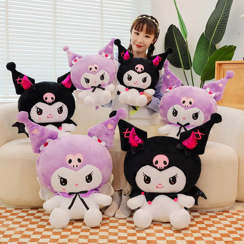 

Новая плюшевая игрушка Sanrio Demon Kuromi, ангел, фиолетовая кукла, мультяшная подушка, милая подушка, Детский Рождественский подарок