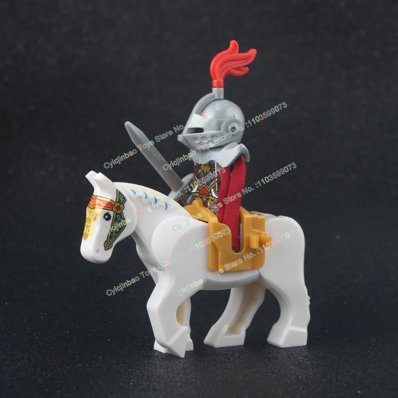 MOC-Medieval Time Knight Action Figures para Crianças, Soldado Romano, Cavalo Guerreiro, Capacete, Blocos de Construção, Brinquedos, Acessórios