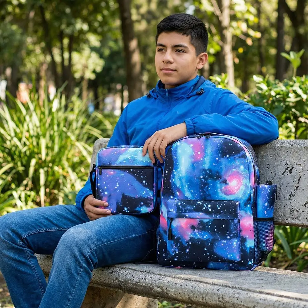 3pcs/set Cartoon Printed Students Backpack Large Capacity Wear Resistant Shoulder Bag Crossbody Bag Kit Multi-functional