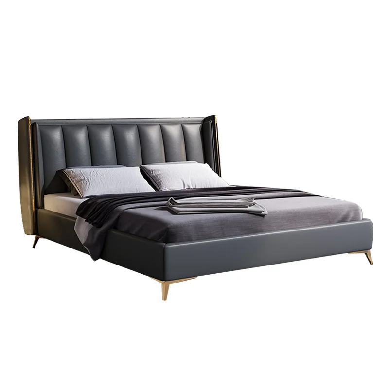 

Light luxury, double leather bed, new, modern, simple 1.8 meters, master bedroom, large and small apartment