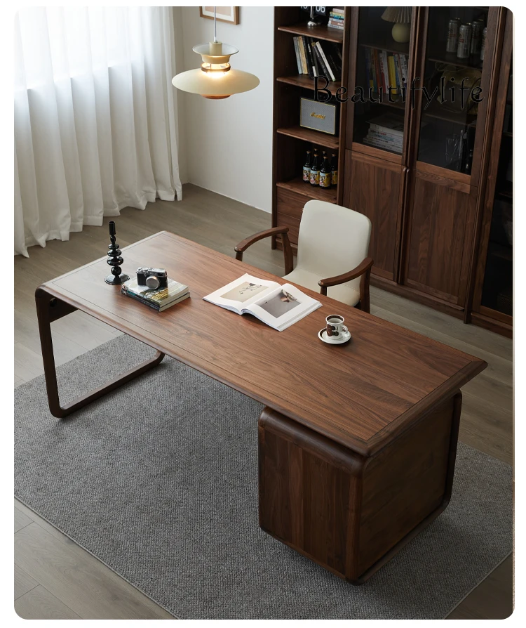 

muebles para hogar Black Walnut Desk Desk Nordic Solid Wood Writing Desk Home Study Furniture Modern Minimalist