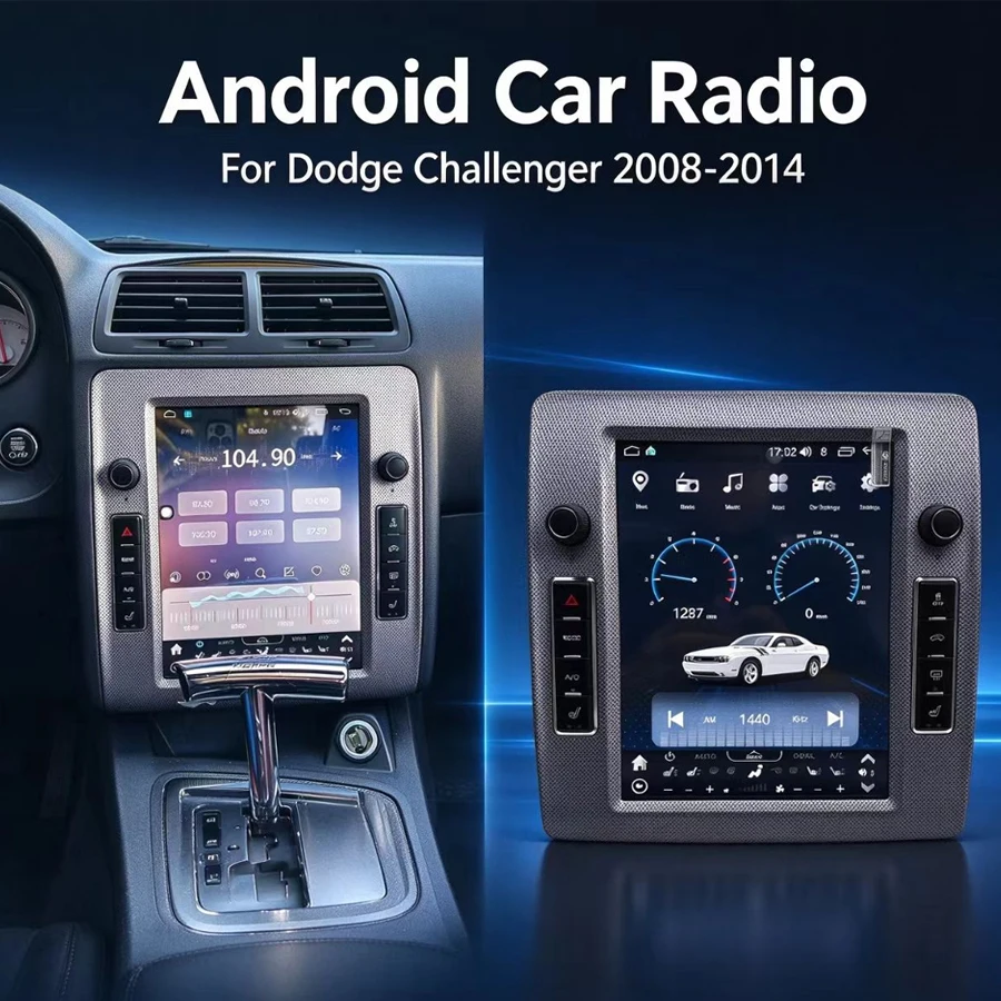 S 10.4Inch Android Car Radio For Dodge Challenger 2008-2014 Vertical Screen CarPlay Android Auto Multimedia Stereo Head Unit GPS