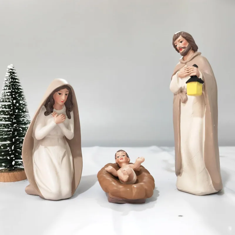 10Pcs Christmas Nativity Figurines Resin Statue Set 5x3x12.2cm Religious Manger Scene Home Table Decor Crafts Ornament