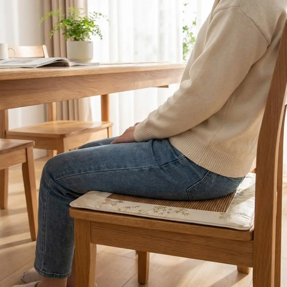 Comfort Thickened Summer Cooling Mat Breathable Japanese Style Chair Pad Square Non Slip Window Pad Office