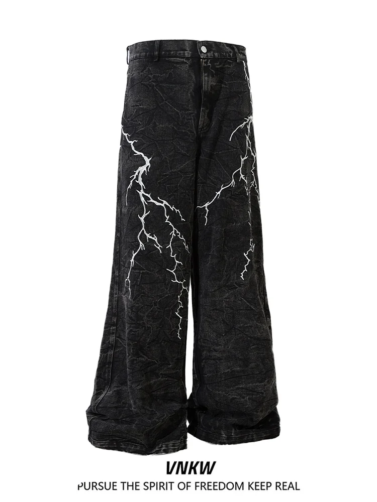 

Повседневные широкие джинсы с принтом ex Cleanfit Свободные повседневные длинные брюки прямого кроя Молодежные модные износостойкие прямые брюки