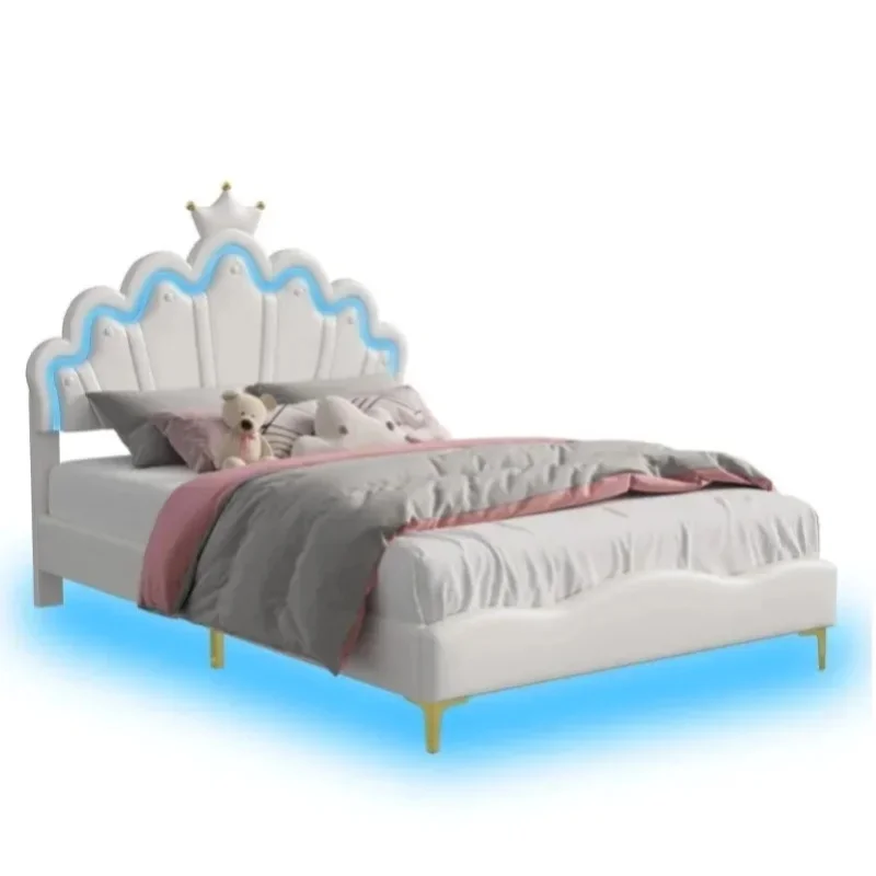 Elegantes Mädchenbett 90 x 200 cm, Einzelbett, Prinzessinnenbett 140 x 200 cm, Polsterbett mit Kopfteil und Lattenrost, Jugendbett, ohne Matratze