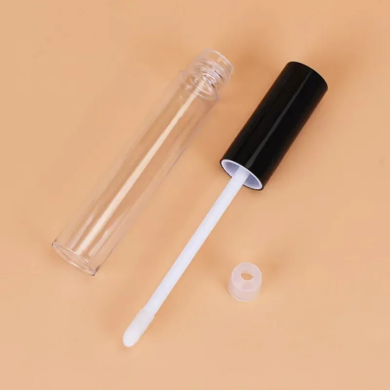 50PCS 5ml Lipstick Bottle Cosmetic Lip Gloss Clear Lipgloss Tube Big Packaging Container with Black Lid DIY Bottles Refillable