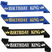 Black Gold Birthday King Sash for Men Boy Happy 16th 18th 20th 30th 40th 50th 60th Birthday Party Decoration Supplies Favor Gift