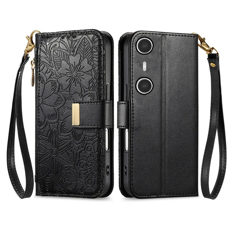 

embossing PU leather Cover For Xreal Beam Pro 5G Fall prevention multi-functional card Slot Wallet phone Case For Xreal Beam Pro