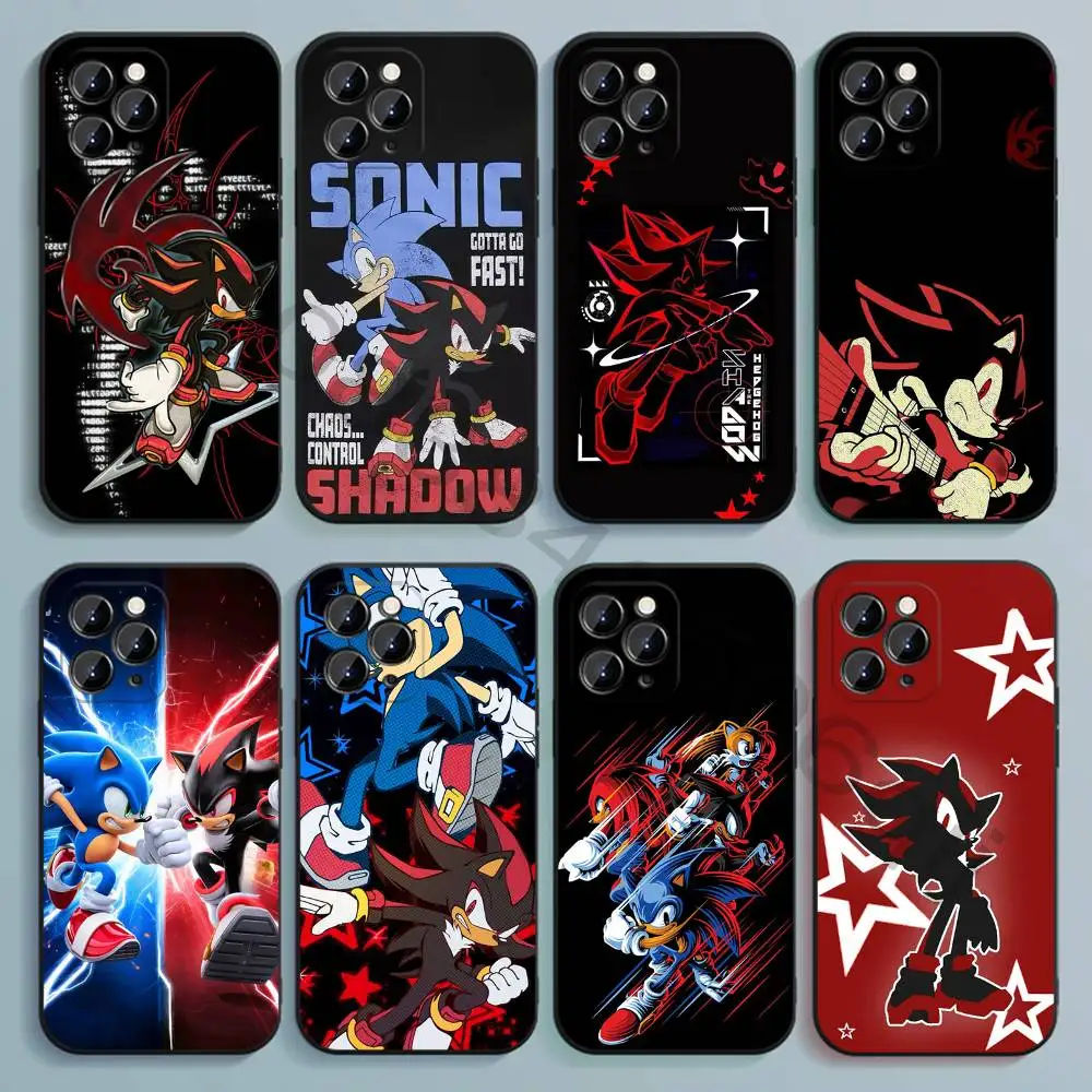 S-SONIC S-SHADOW Schwarze Weiche TPU-Hülle für iPhone 17 16 15 14 13 12 11 Pro Max Plus E Mini Silikon-Handyhülle
