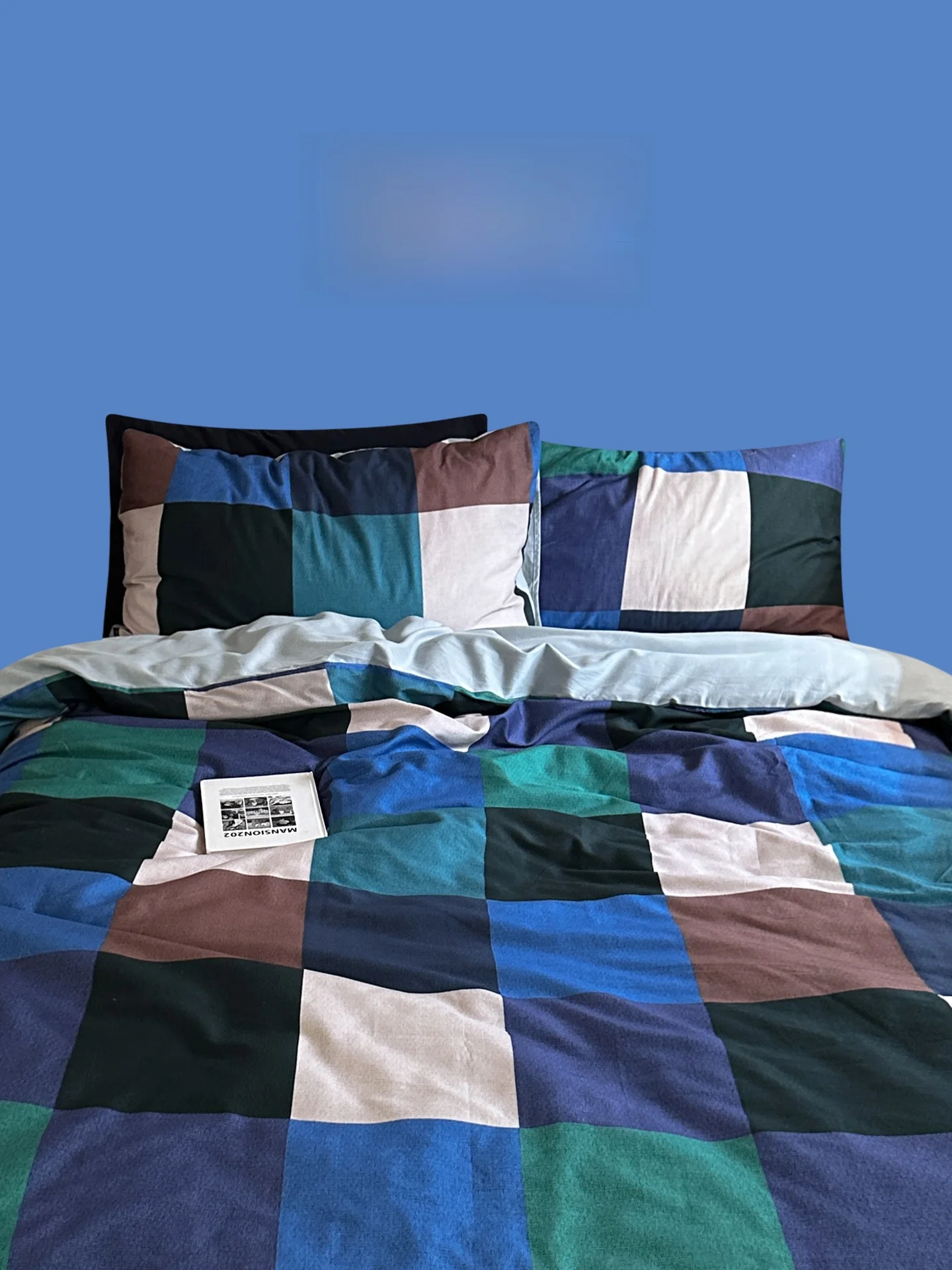 

Zoeea Nordic Style Soft Cotton Bedding Set Four-Piece Suite Pure Cotton Duvet Cover Sheet Black And Green Grid Design