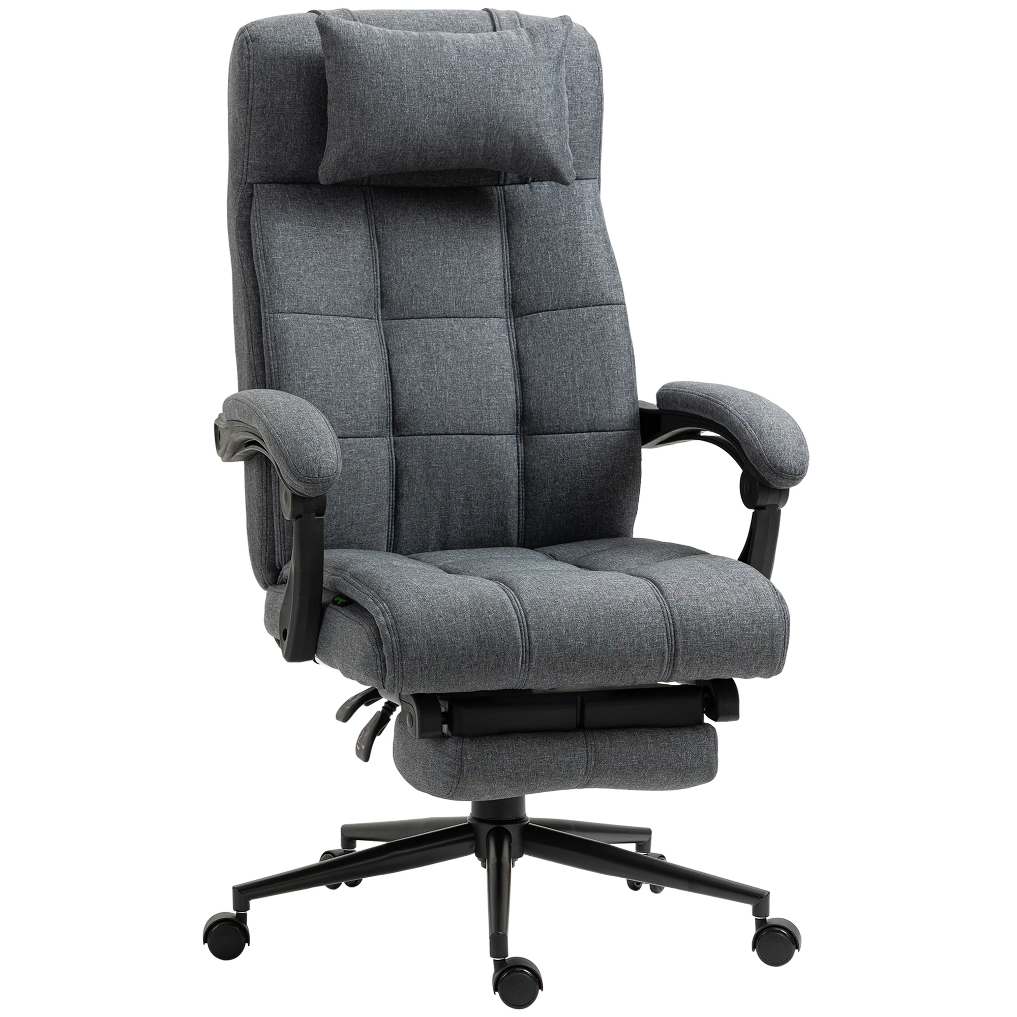 Reclining Office Chair Rolling Swivel Chair Footrest Linen-Feel Dark Grey