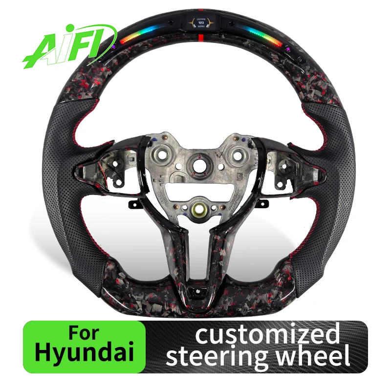 

Индивидуальный руль из кованого карбона с подогревом и умной LED-подсветкой для Hyundai Elantra N, i20N, i30N, Kona N, Veloster (красный)