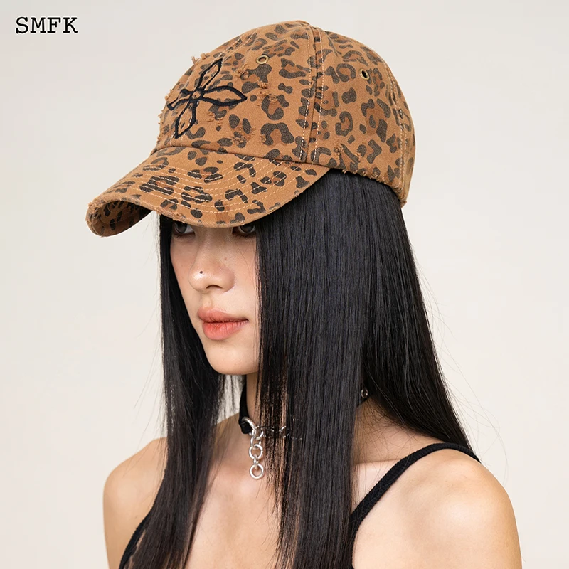 SMFK Baseball Cap Vintage Cross Flower Baseball Hat Camouflage Letter Dome Hat Maillard Style Embroidered Adjustable Sport Caps