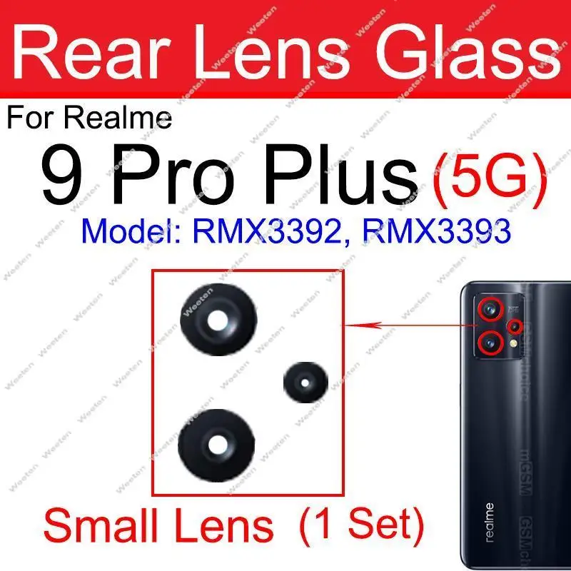 For Realme 9 Pro+ 9Pro Plus 5G Rear Camera Glass Lens Back Camera Lens Small Big Glass with Sticker Replacement