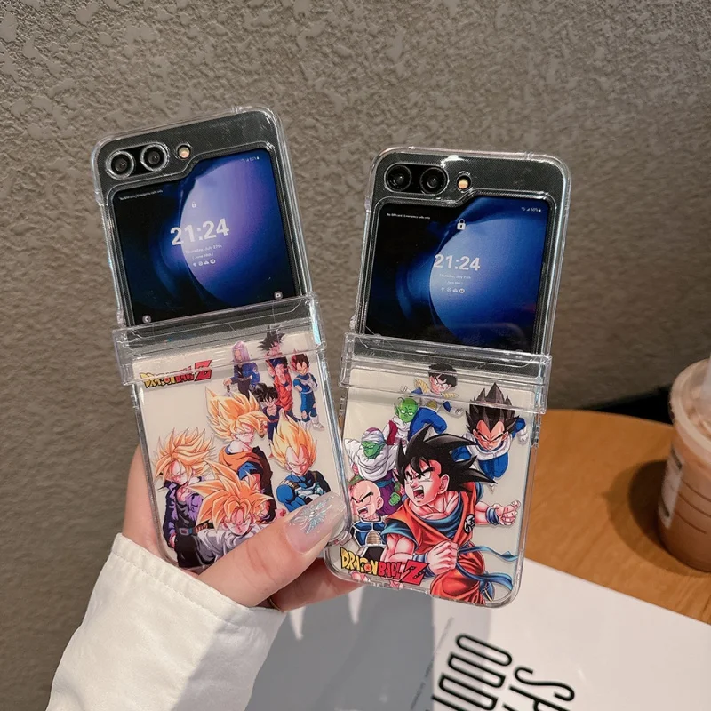 

Cute 3D Anime Dragons Balls Saiyan Folding Phone Case for Samsung Z Flip 3 4 5 6 7 FE Zflip7 cartoon Son Goku Vegeta cover