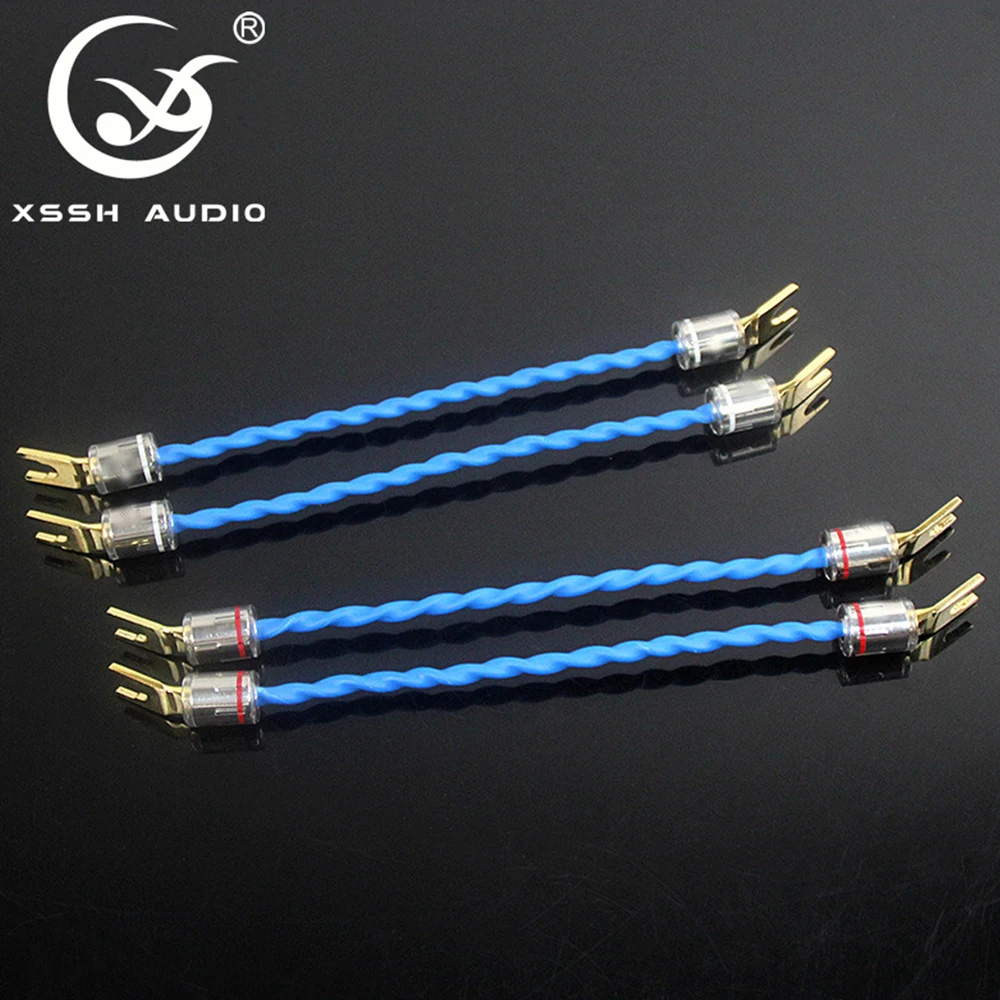 4PCS HIFI Speaker Canare Line Copper Gold-plated Bananas Y Spade Plug DIY Signal Switching Connection Bridge Jumper  Audio Cable