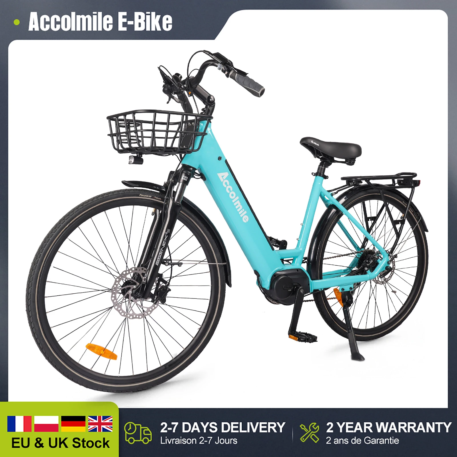 [ 2024 NEW Trend ] Accolmile Electric Bike Women's Bicycle For City Urban Cycling 250W Mid Motor 15.6Ah Battery 100-120KM Range