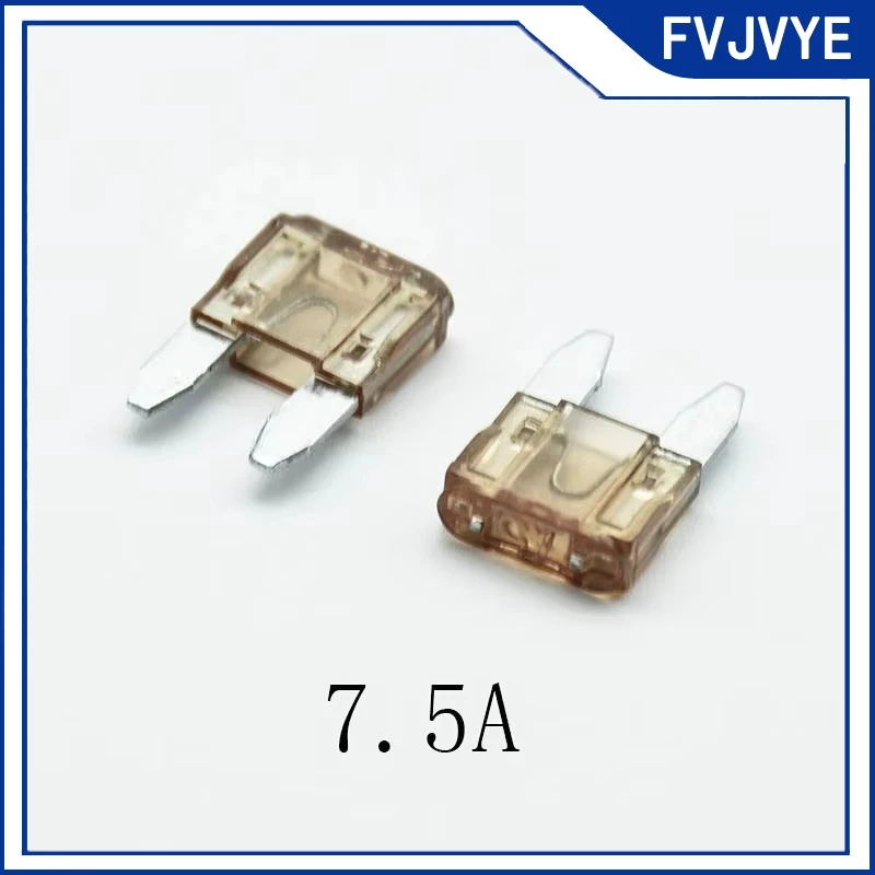 10/20/50pcs 7.5A Small Insert Car Fuse Mini Blade Fuse Zinc Alloy and Plastic Material for Auto Car Truck Safety Fuse .A2