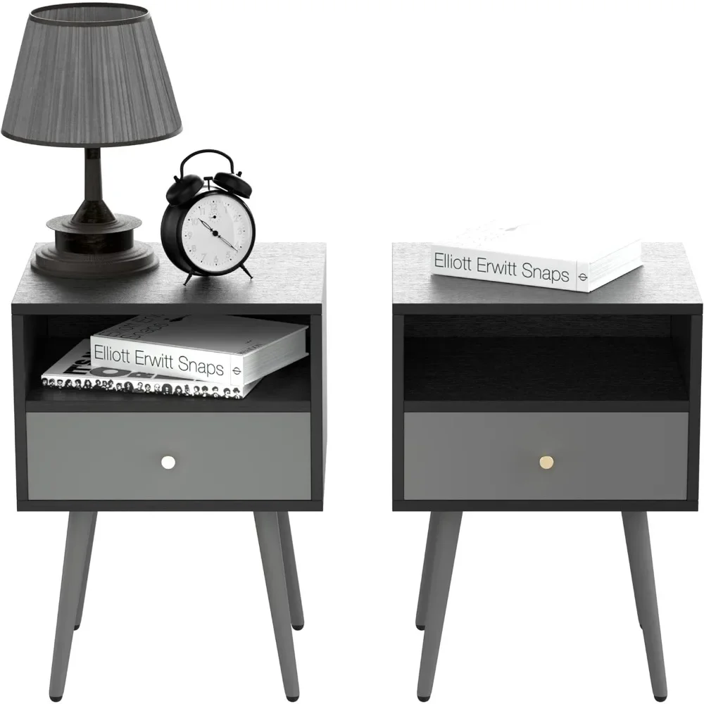 

Modern Bedside Table Set of 2,Nightstand with 1 Storage Drawer,Chic Simple Assemble End Side Table,Sofa Table for Bedroom