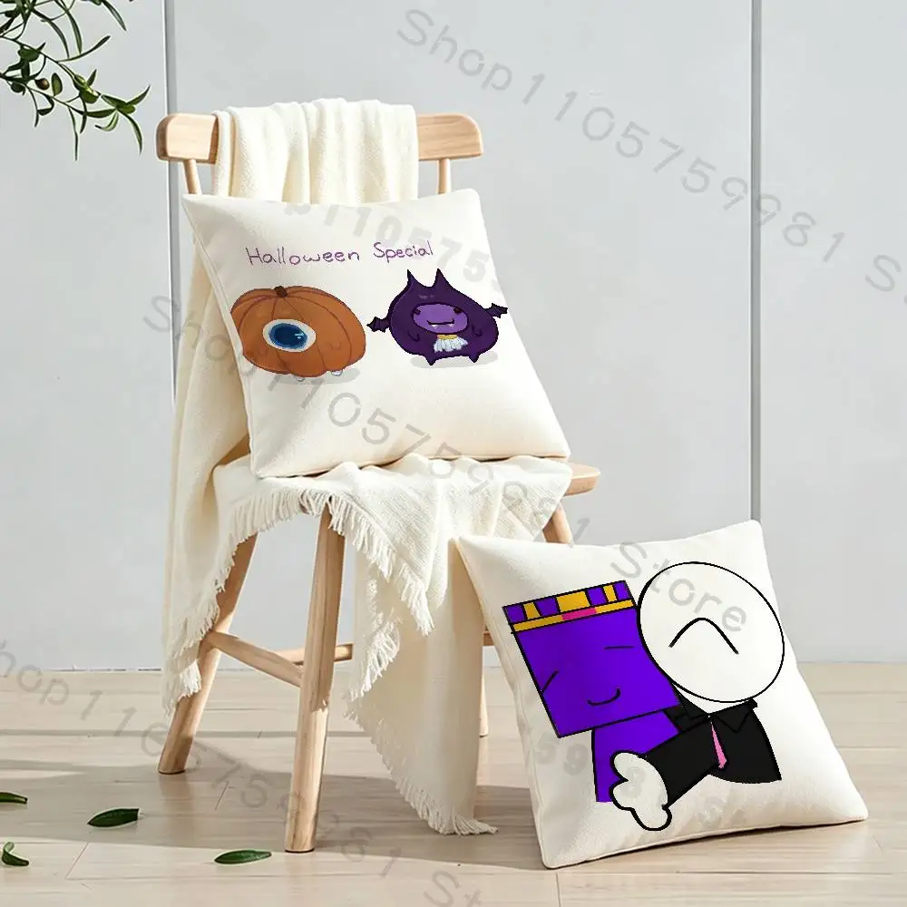 W-Wemmbu E-Eggchan Tax Duo Cartoon Printing Pillowcase Customized Pillow Cover for Sofa Home Decor