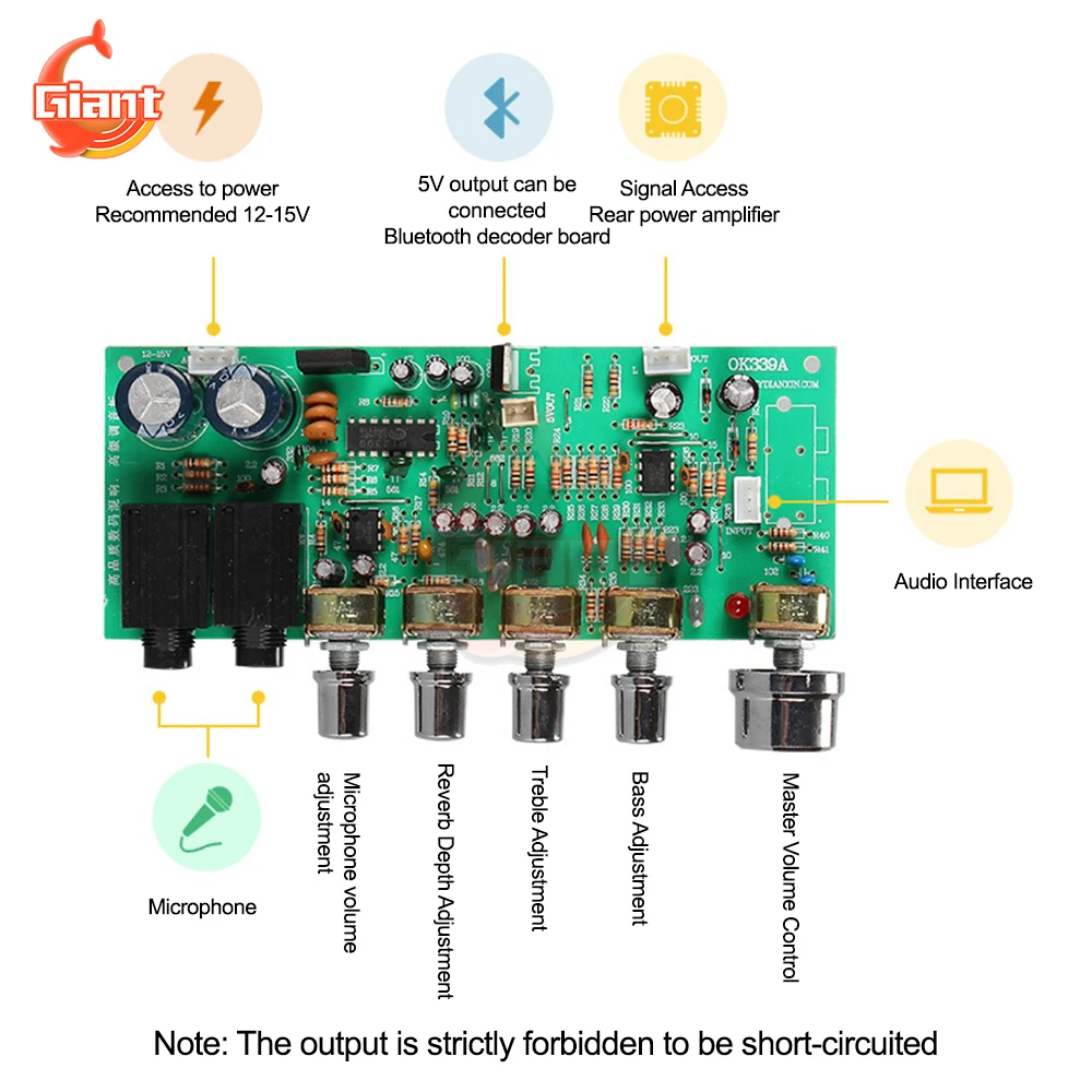 

PT2399 Power Amplifier Module Reverberation Board Front Stage Tuning Board Low Noise Power Amplifier Front Board With Knob