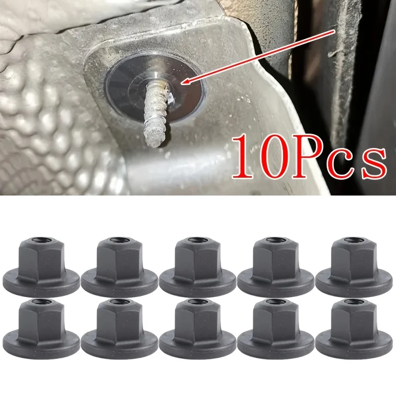 10pcs Auto Clips for Hex Head Plastic Self-Threading Nut for BMW Retainer Chassis Rear Bumper Splash Shield Car Interior
