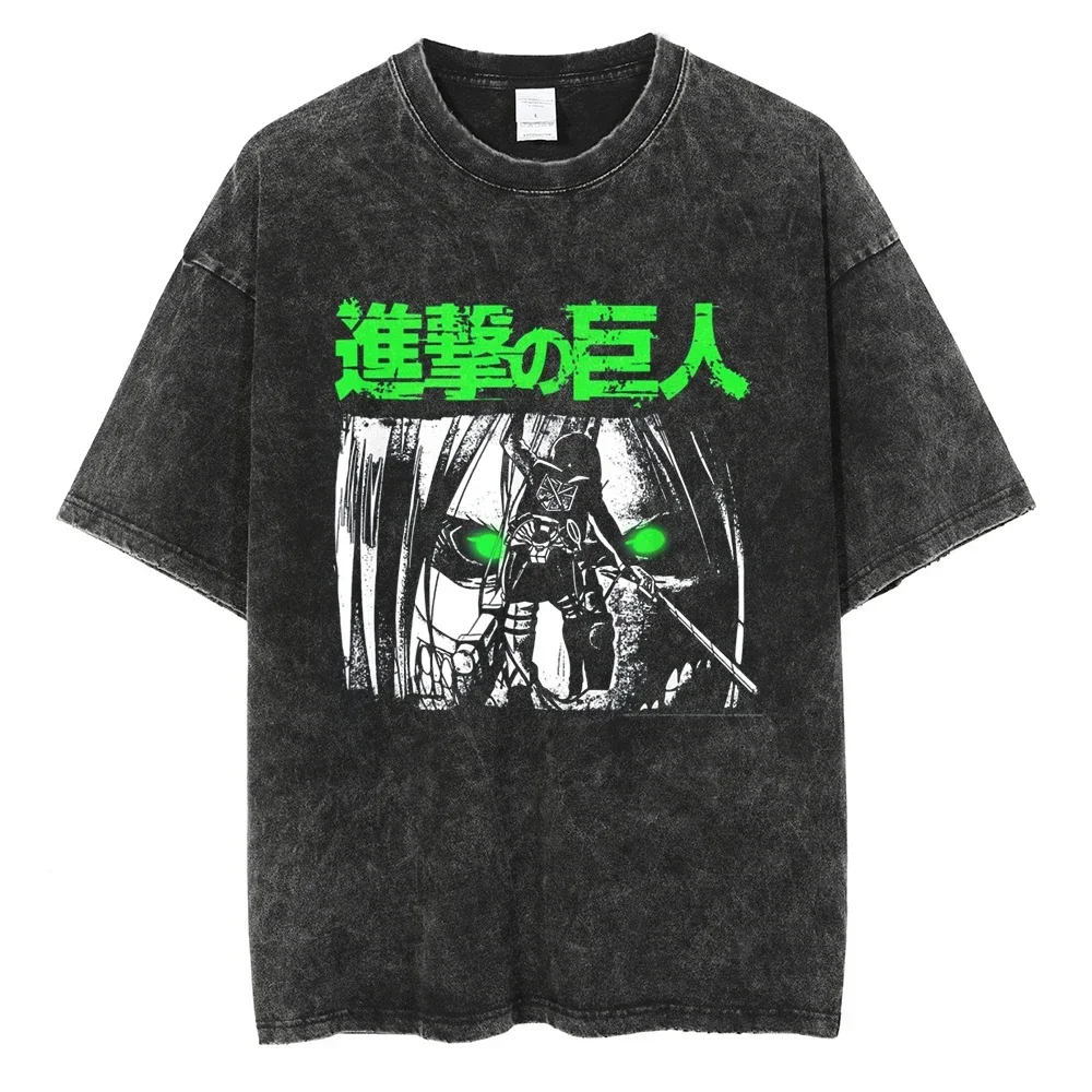 

Vintage Washed Black T Shirt Men Anime Graphic T-Shirt Hip Hop Streetwear Summer Short Sleeve Tshirt Harajuku Cotton Tees