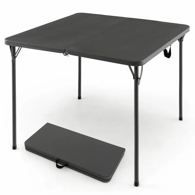 

Folding Camping Table with All-Weather HDPE Tabletop and Rustproof Steel Frame-Gray