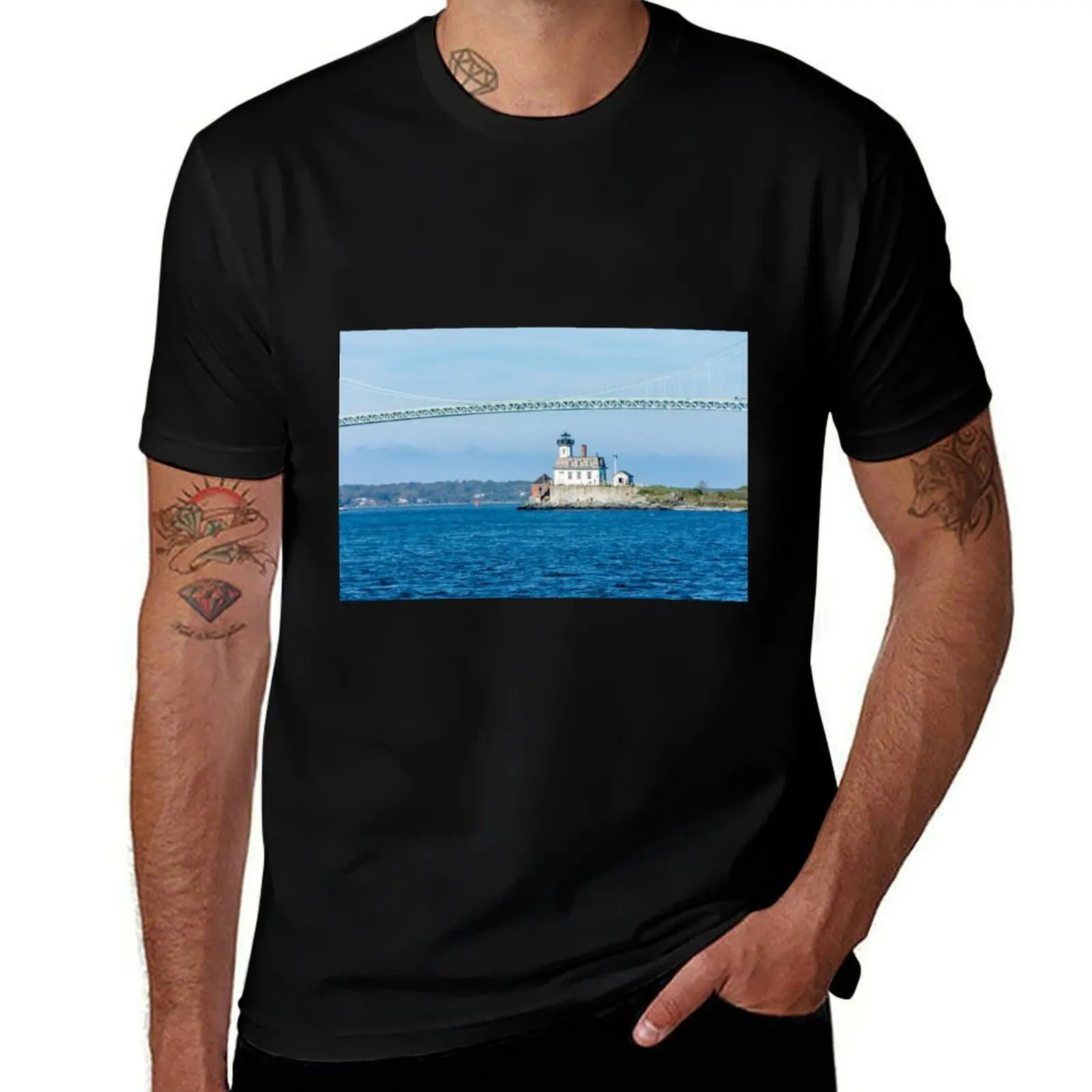 

Rose Island Lighthouse Newport Rhode Island T-Shirt printed t shirts for man T-Shirt