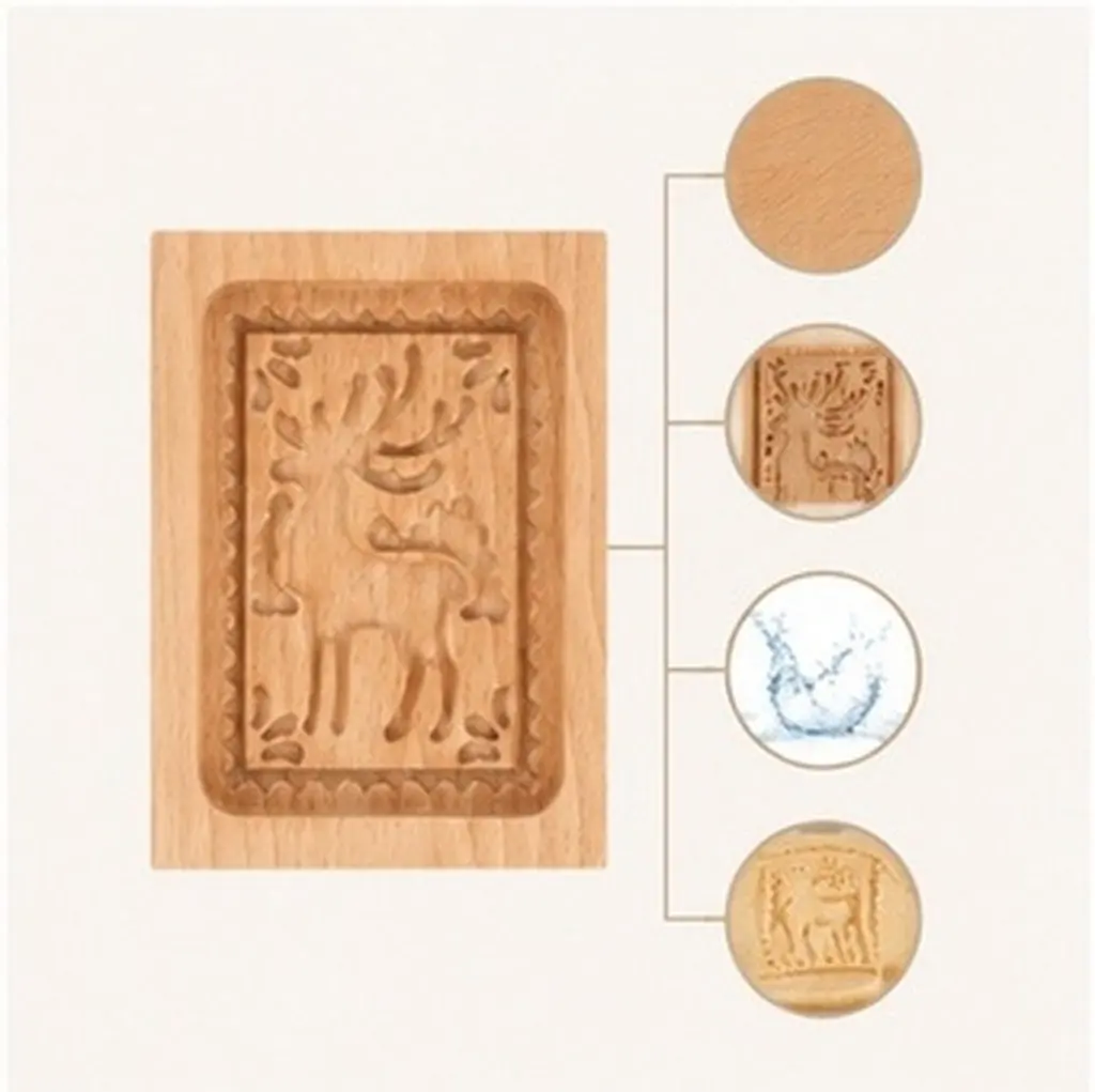 Wooden Cookie Mold Press – High-Strength Non-Stick Baking Tool with Smooth Interior for Easy Demolding
