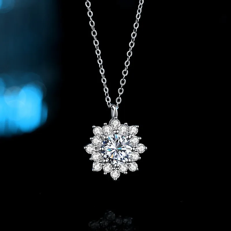 

1-каратное ожерелье из муассанита для женщин, стерлинговое серебро S925, снежинка, женское обручальное свадебное рождественское ожерелье, ювелирные изделия