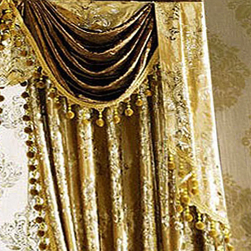 Golden flowers Press on Small fur surface curtains for hotel Hall Curtain Classic elegant Living Room Curtains Apricot gold new