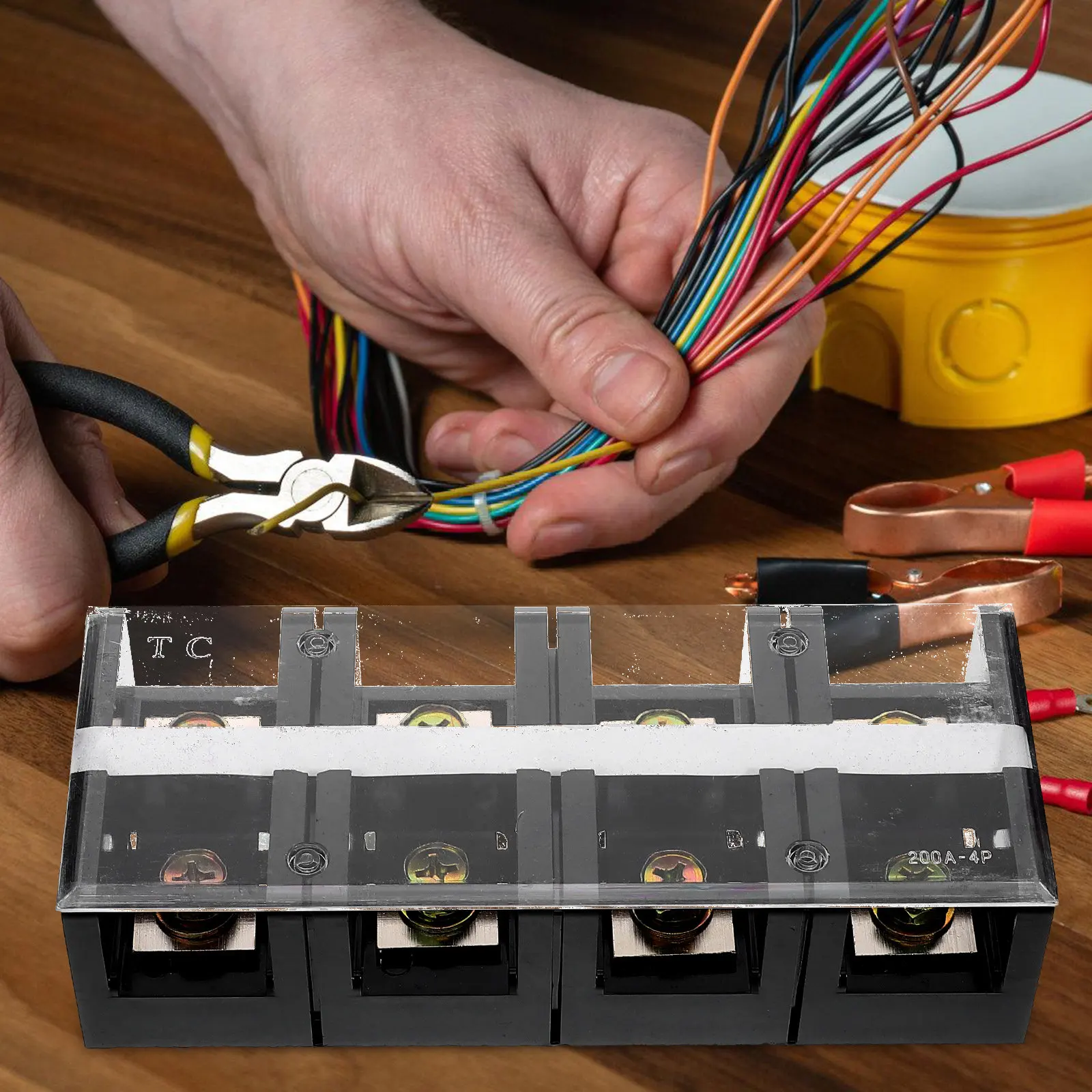 Pc Fixed Terminal Strip Copper Electrical Terminal Block Reliable High Current Wiring Connection Unit for Industrial Wiring