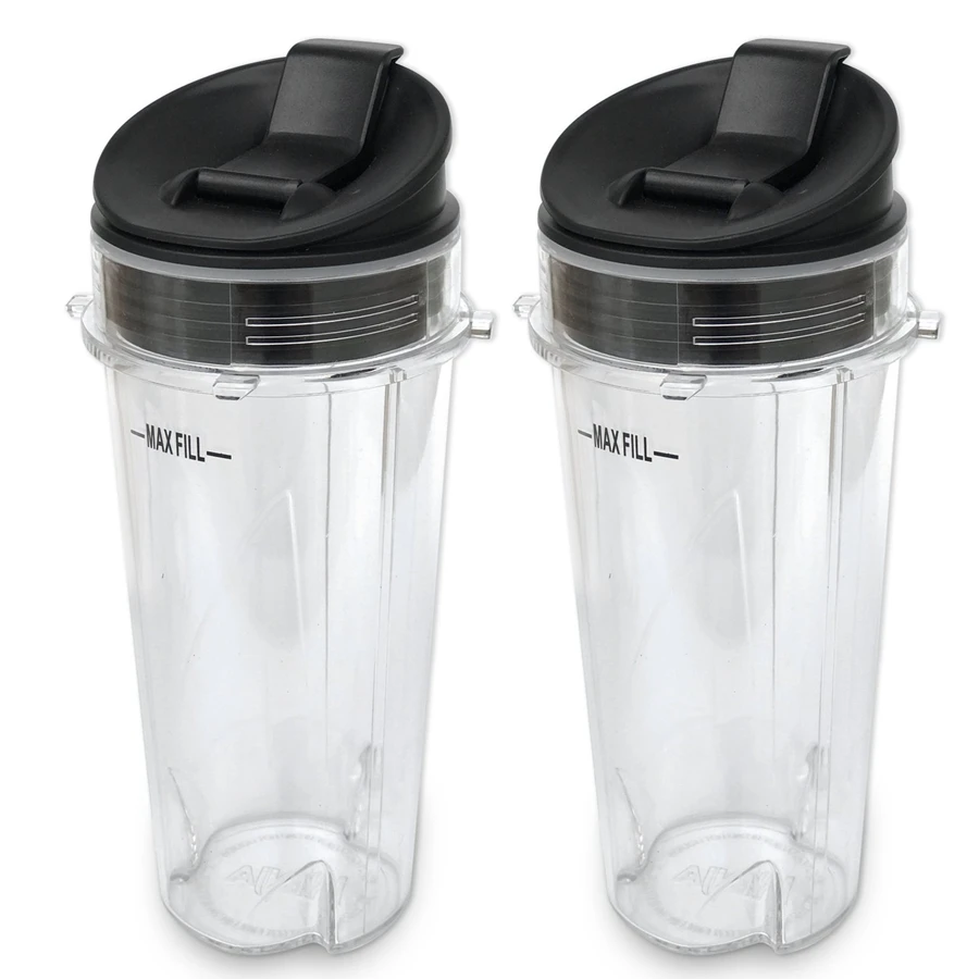 Replacement Parts for Nutri Ninja Blender 2 Pack 16-Ounce Single Serve Cup and Lid Fit for Ninja BL770 BL780 BL660 Blenders