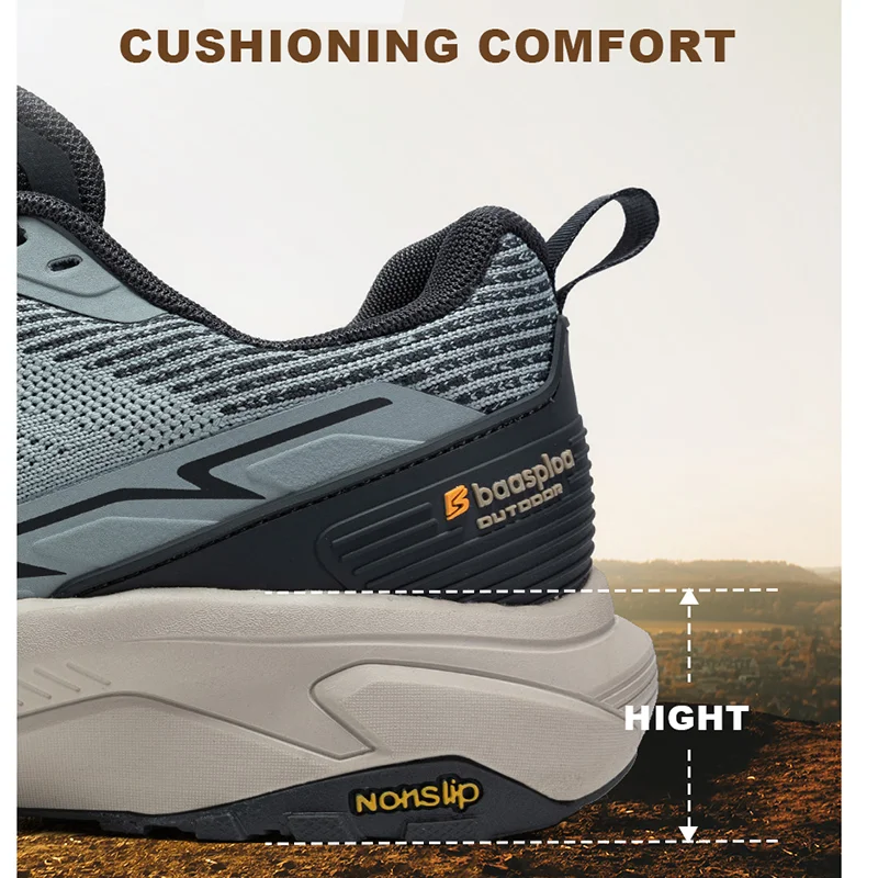 Baasploa Men Hiking Shoes 2025 Fashion New Comfort Wear Resistant Outdoor Shoes Men Breathable Mesh Casual Sneakers Climbing