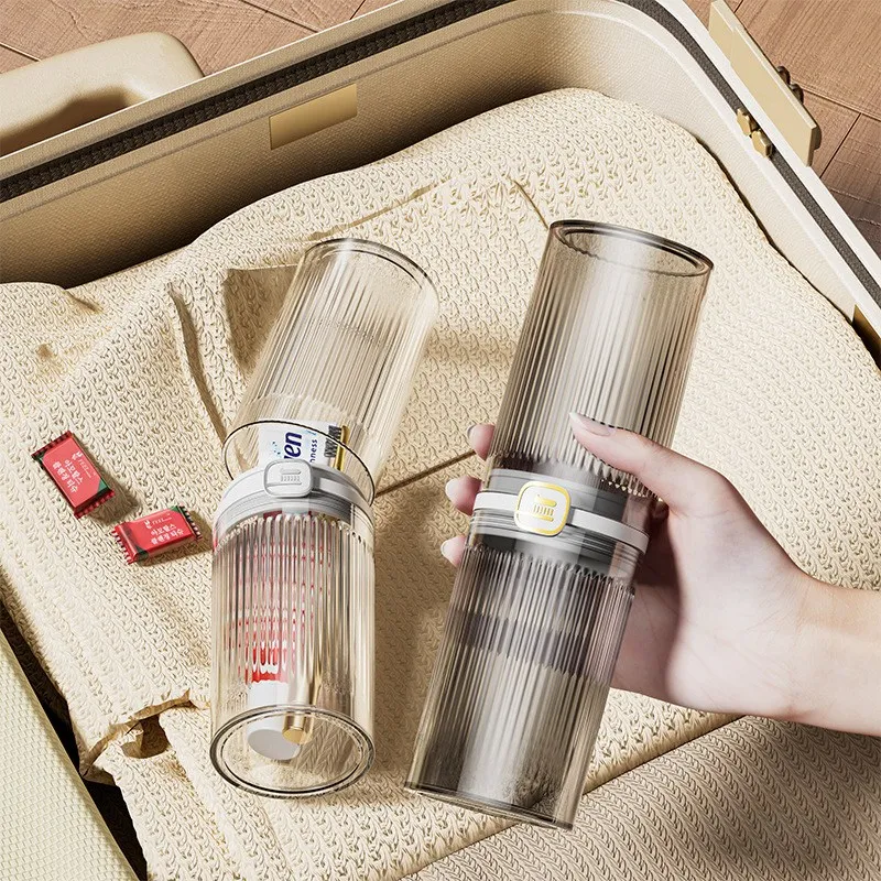 Travel Toothbrush Cup Portable Toothbrush Box Transparent Toothbrush Cup Couple Toothbrush Cup Anti fall Travel Cup Set of Two,