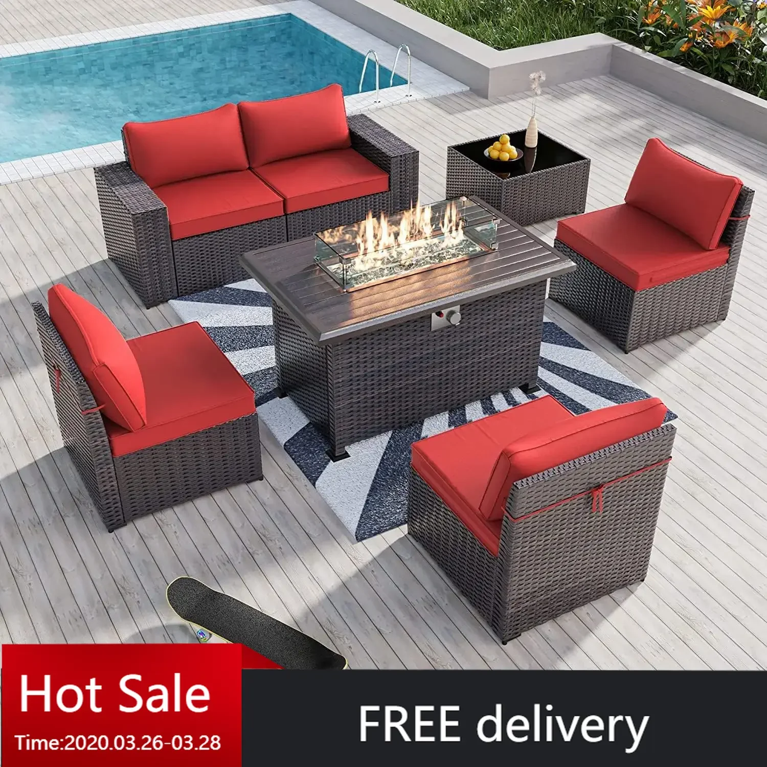 7 Pieces Outdoor Patio Furniture Set with 43